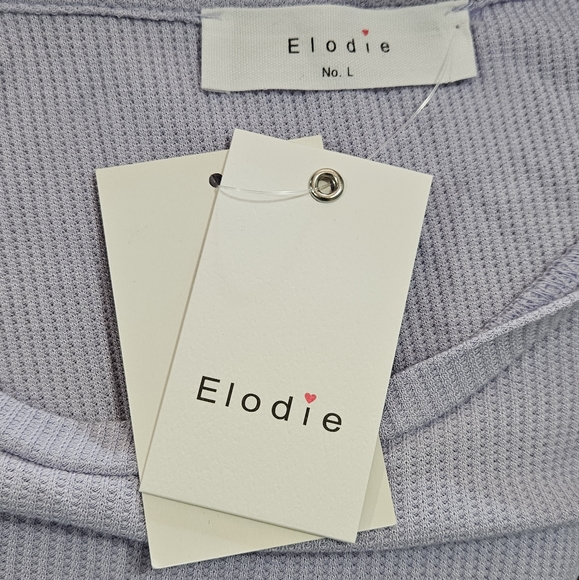 Elodie Waffle Knit Lettuce Hem Short Sleeve Dress - Picture 5 of 8